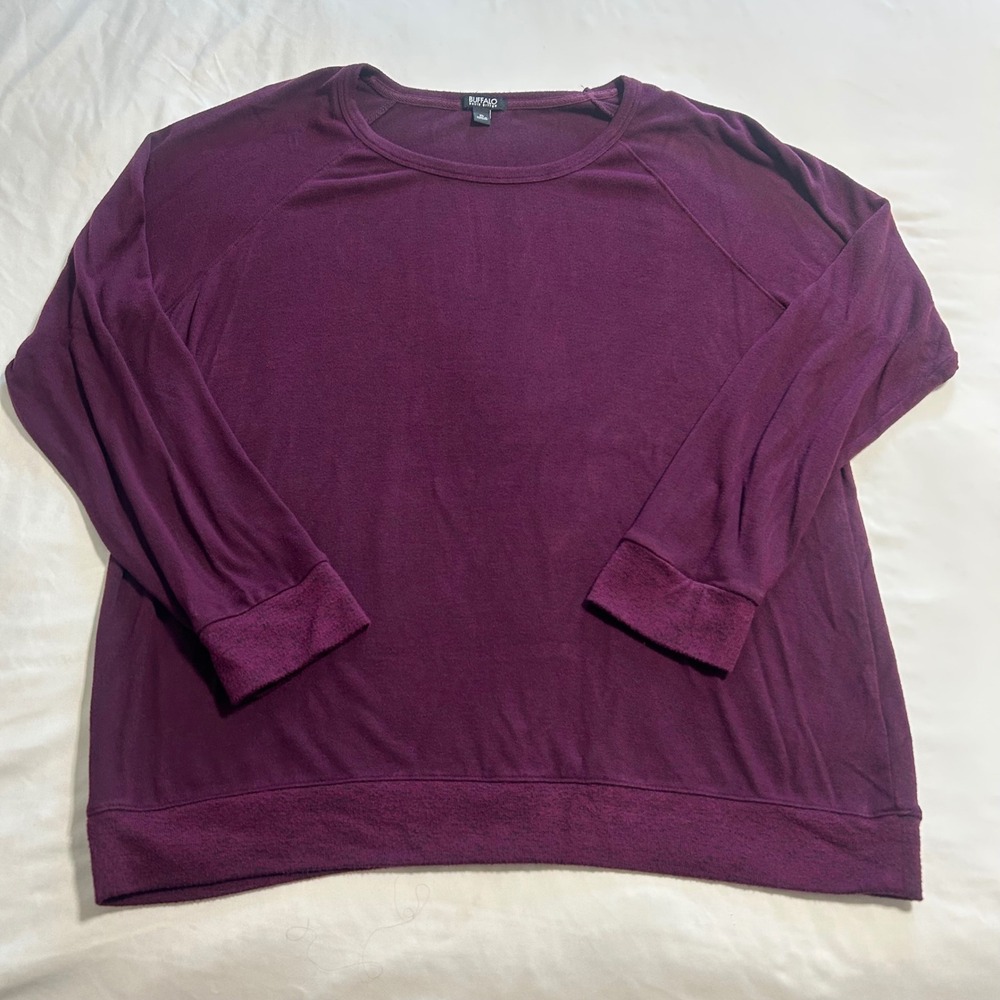 Buffalo David Bitton Womens XL Plum Purple Raglan Long Sleeve Pullover Top